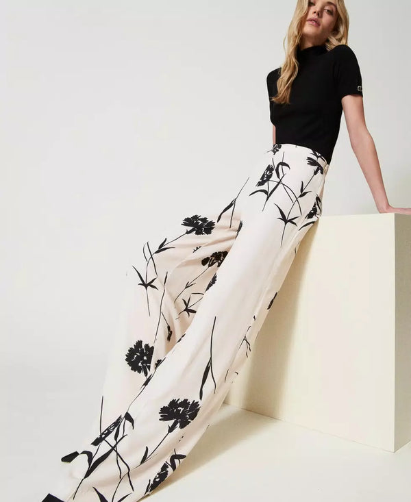 Calças Palazzo Floral Twin-Set